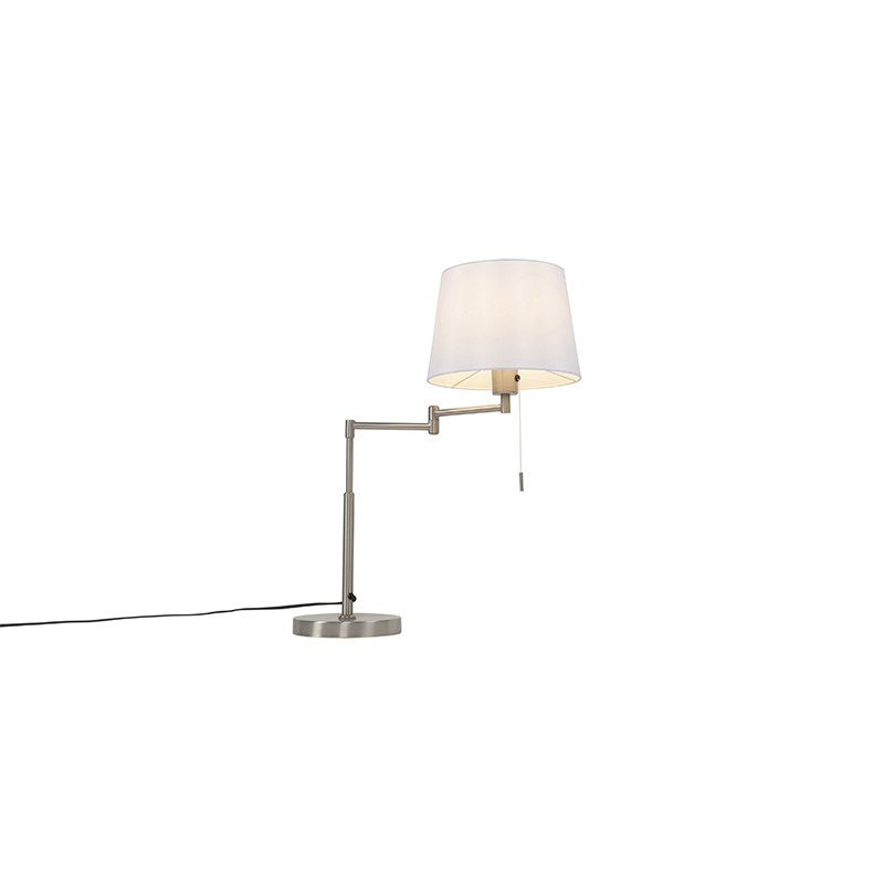 Stolní lampa z oceli s bílým stínidlem a nastavitelným ramenem - Ladas