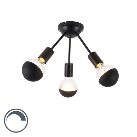 Stropní lampa černá 3-světla vč. Polozrcadla G95 - Sputnik