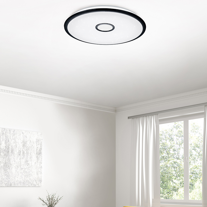 Stropní lampa černá 65 cm vč. LED s dálkovým ovládáním - Bente