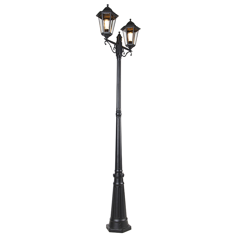 Venkovní lucerna černá 220 cm 2-světlo IP44 - New Orleans