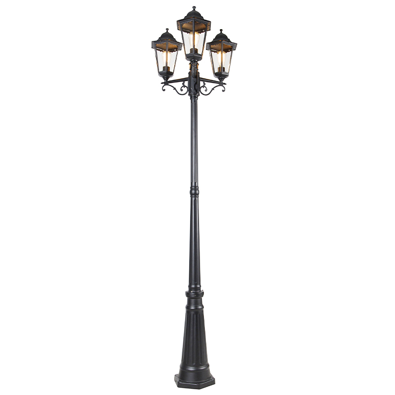 Venkovní lucerna černá 220 cm 3-světlo IP44 - New Orleans