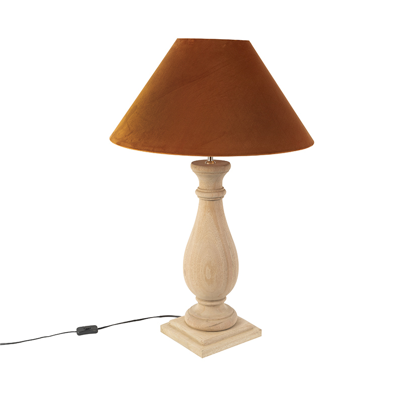 Venkovská stolní lampa s oranžovým sametovým odstínem - Lopuch