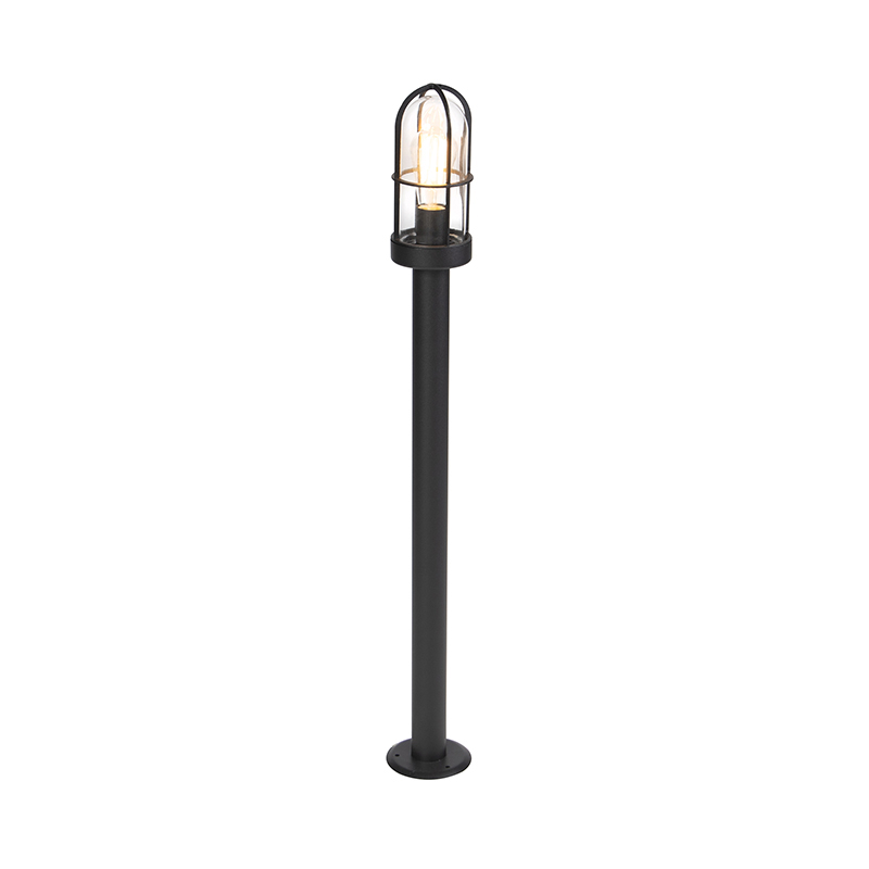 Venkovská venkovní lampa černá se sklem 100cm - Elza