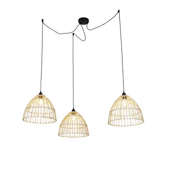 Venkovská závěsná lampa se 3 ratanovými odstíny - Cava