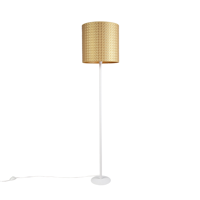Vintage stojací lampa bílá se zlatým odstínem trojúhelníku 40 cm - Simplo