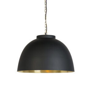 Závěsná lampa černá s mosazí uvnitř 60 cm - Hoodi
