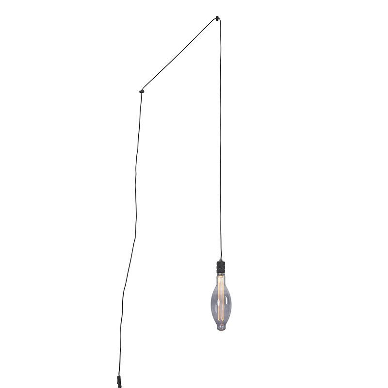 Závěsná lampa černá včetně světelného zdroje E115 kouřově stmívatelná - Cavalux