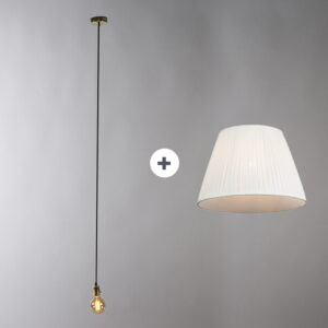 Retro závěsná lampa bílá 45 cm - Plisse