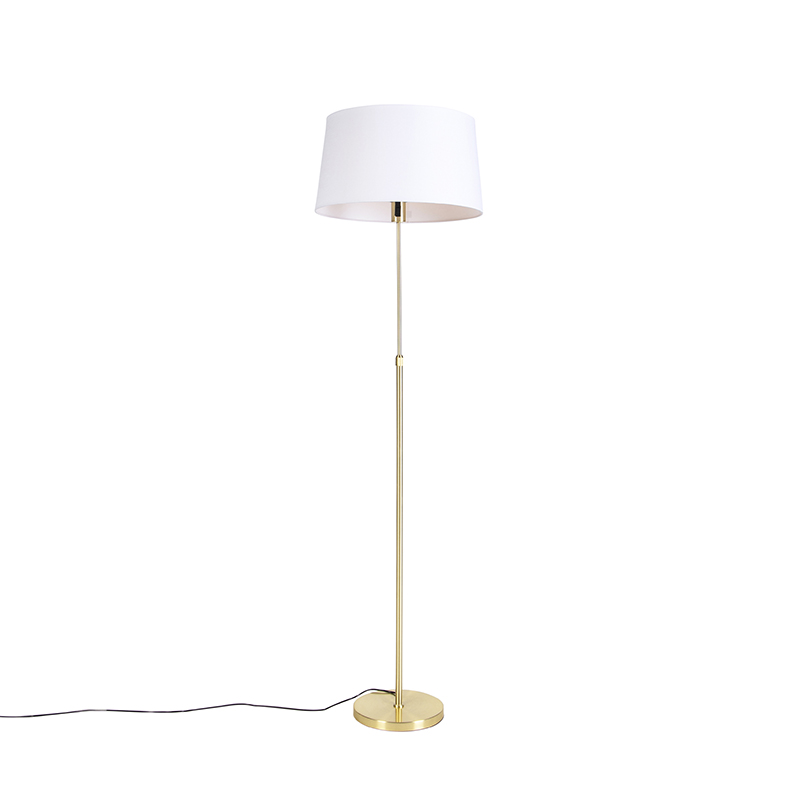 Stojací lampa zlatá / mosaz s plátěným odstínem bílá 45 cm - Parte