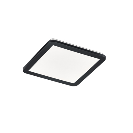Stropní svítidlo hranaté černé 30 cm vč. LED 3stupňové stmívatelné IP44 - Lope