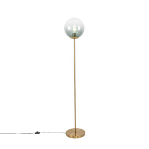 Art Deco stojac&iacute; lampa mosaz se zelen&yacute;m sklem - Pallon Mezzi