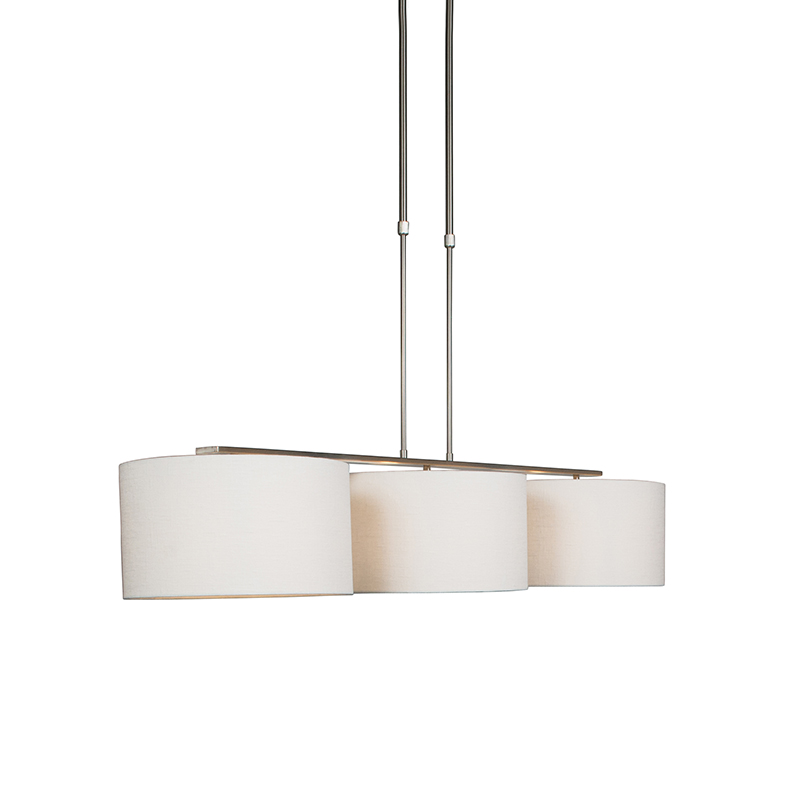 Moderní závěsná lampa z oceli s odstínem bílé - Combi 3 Deluxe