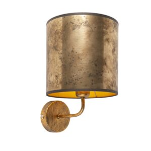Vintage nástěnná lampa zlatá s odstínem bronzového sametu - Matt