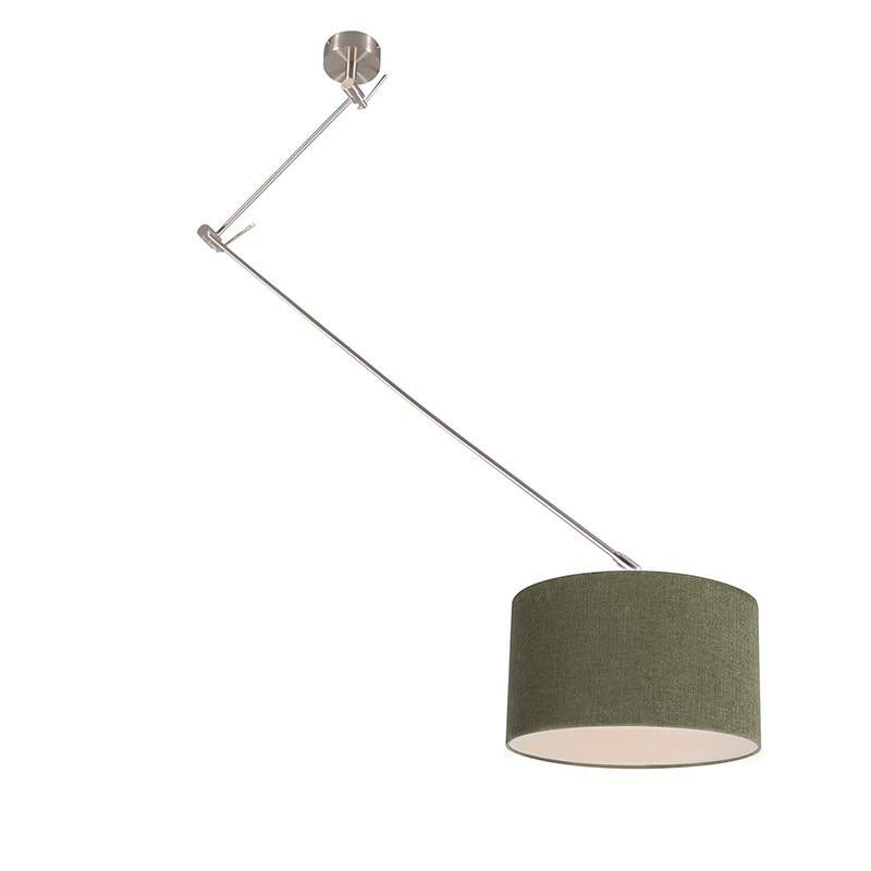 Závěsná lampa ocelová se stínidlem 35 cm zelená nastavitelná - Blitz I.