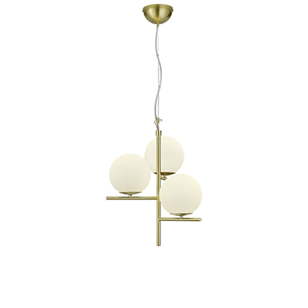Art deco závěsná lampa zlatá s opálovým sklem 3-světlo - Flore