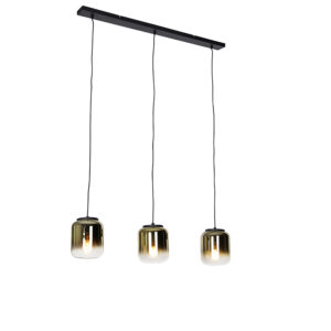 Design hanglamp zwart met goud glas 3-lichts - Bliss