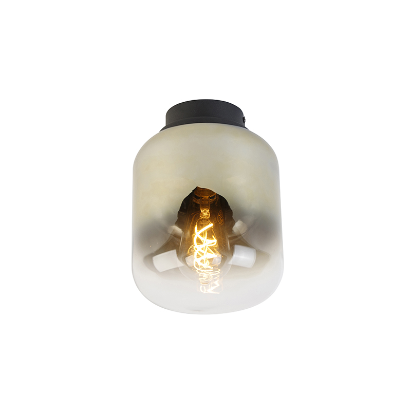Design plafondlamp zwart met goud glas - Bliss