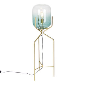 Design vloerlamp goud met groen glas - Bliss