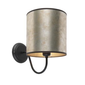 Klasická nástěnná lampa černá se zinkovým velurovým odstínem - mat