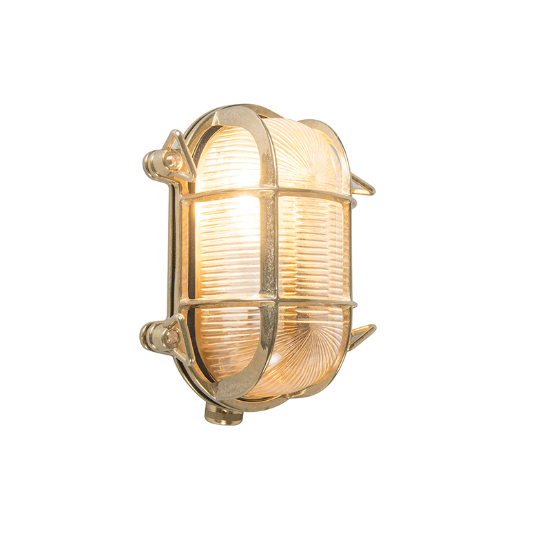 Retro nástěnná lampa zlatá 18 cm IP44 - Nautica 2 ovál