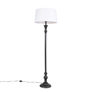 Stojac&iacute; lampa čern&aacute; s lněn&yacute;m odst&iacute;nem b&iacute;l&aacute; 45cm - Classico