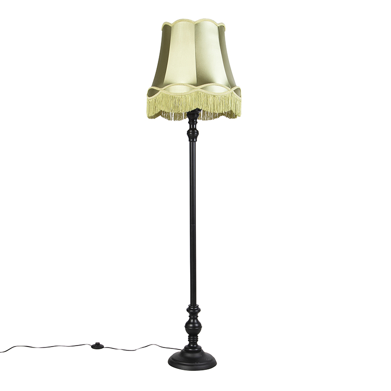 Stojací lampa černá s odstínem Granny zelená - Classico