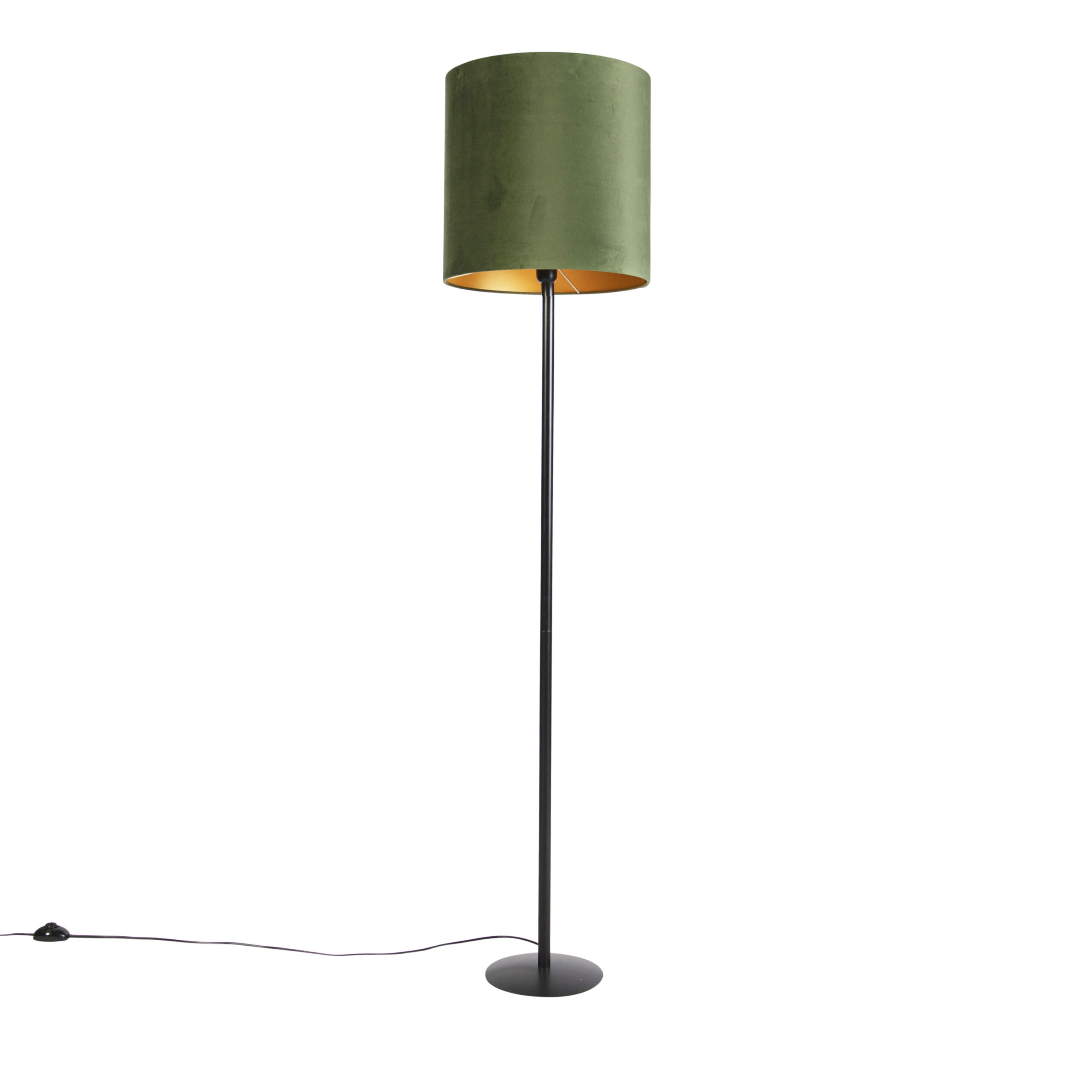Botanická stojací lampa černá se zeleným odstínem 40 cm - Simplo