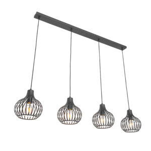 Moderne hanglamp zwart 4-lichts - Frances