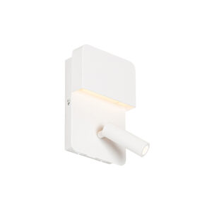 Modern&iacute; n&aacute;stěnn&aacute; lampa b&iacute;l&aacute; včetně LED s USB a lampičkou na čten&iacute; - Robin