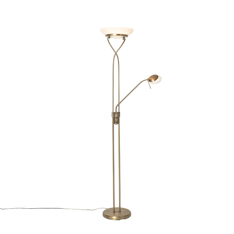 Stojací lampa bronzová včetně LED a stmívače s lampou na čtení - Empoli