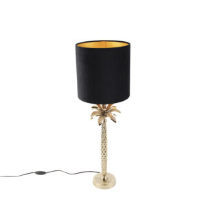 Stolní lampa ve stylu art deco se sametovým odstínem černá 25 cm - Areka