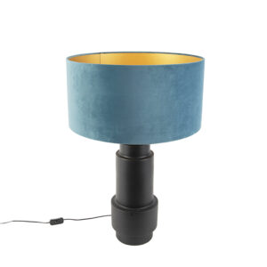 Stolní lampa ve stylu art deco se sametovým odstínem modré 50 cm - Bruut