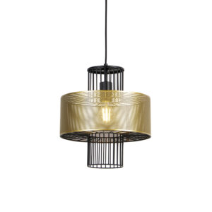 Designová závěsná lampa zlatá s černou 30 cm - Tess