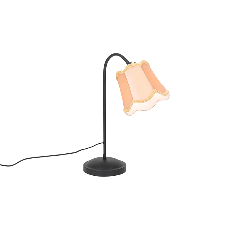 Klasická stolní lampa černá se stínidlem zlatá - Nona