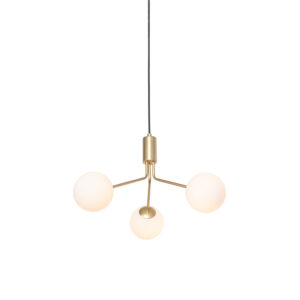 Moderne hanglamp goud met opaal glas 3-lichts - Coby