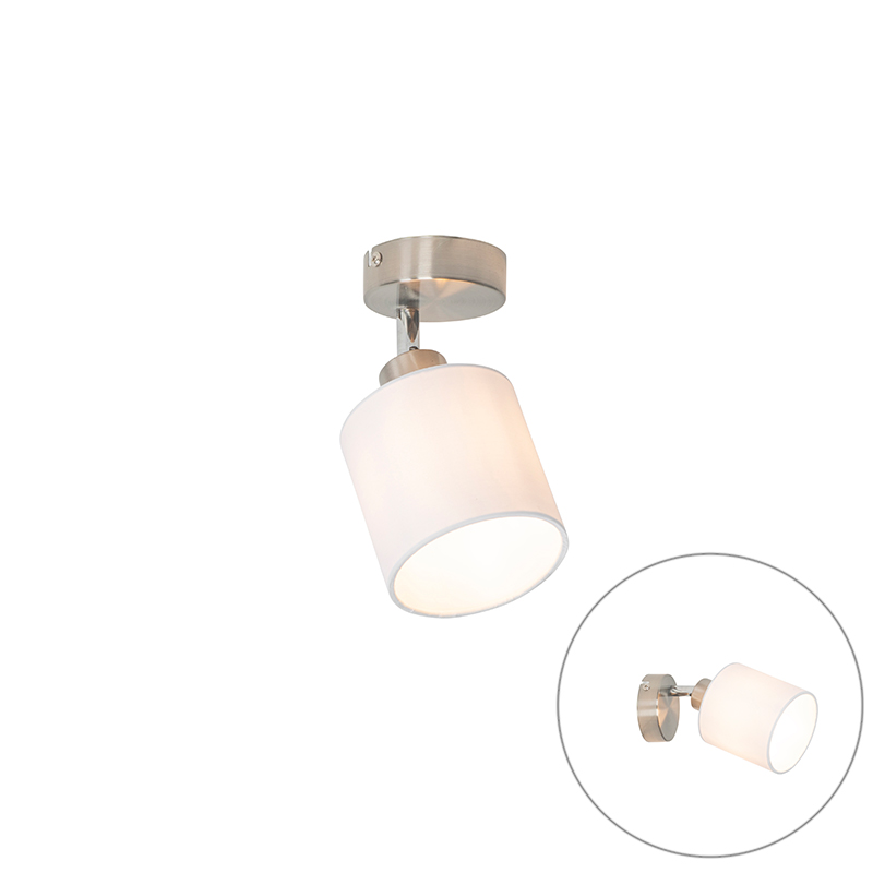 Moderní nástěnná lampa z oceli s nastavitelným bílým stínidlem - Hetta