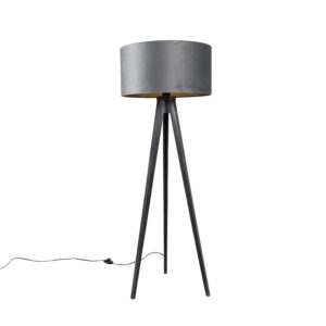 Stojac&iacute; lampa stativ čern&yacute; s &scaron;ed&yacute;m st&iacute;nidlem 50 cm - Tripod Classic