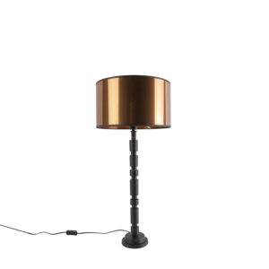 Stolní lampa ve stylu art deco černá s měděným stínidlem 35 cm - Torre