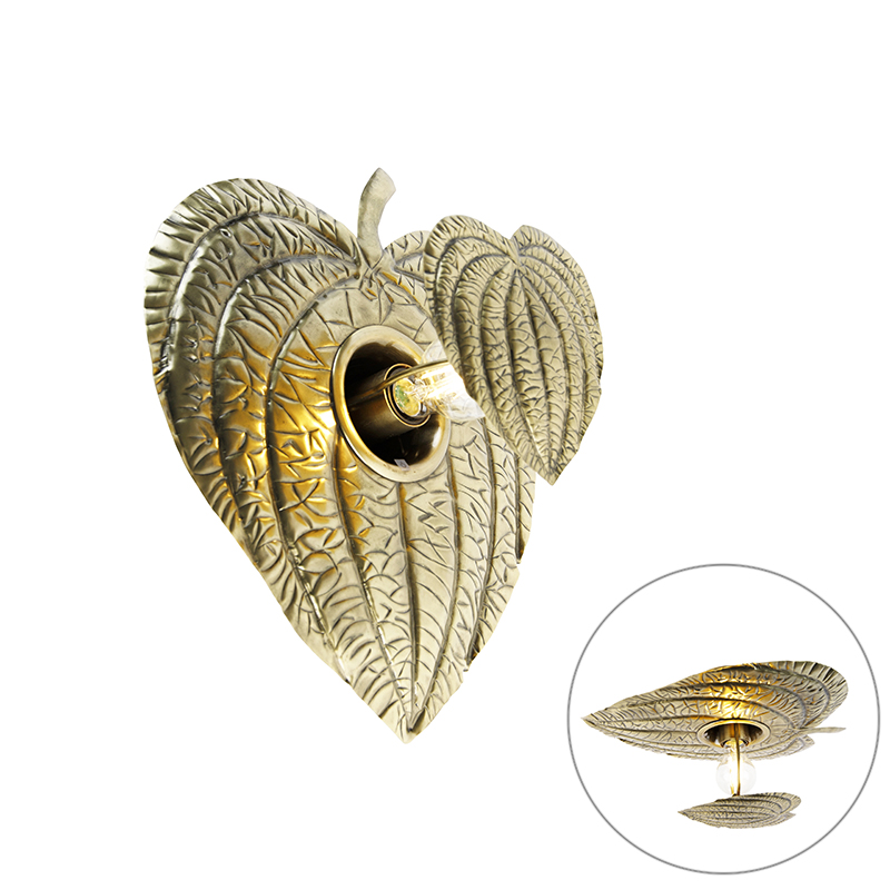 Design wandlamp antiek goud - Folla