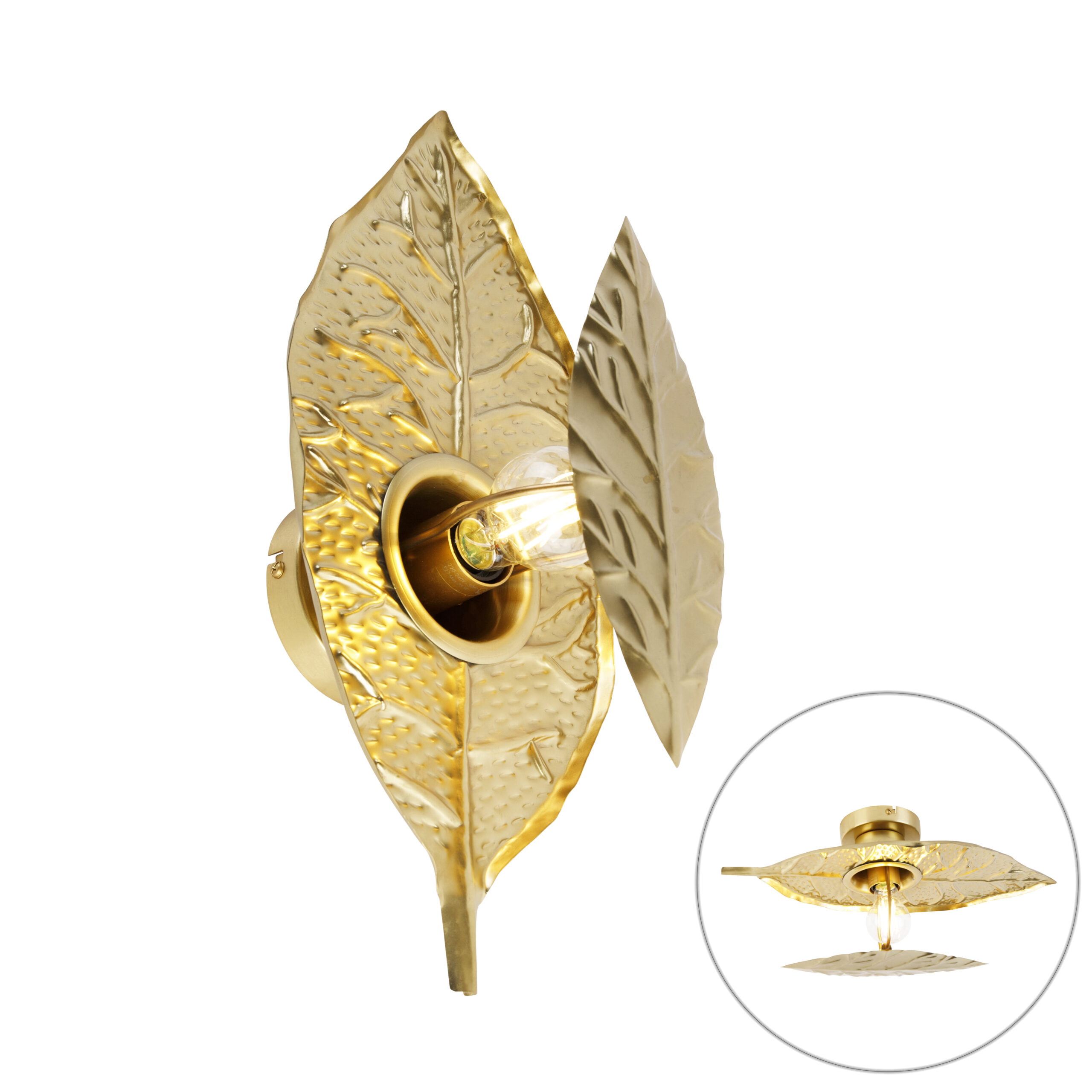 Design wandlamp antiek goud - Nora