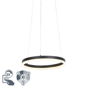 Designová kruhová závěsná lampa černá 40 cm vč. LED a stmívače - Anello