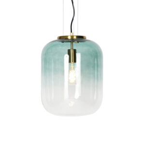 Designová závěsná lampa zlatá se zeleným sklem - Bliss