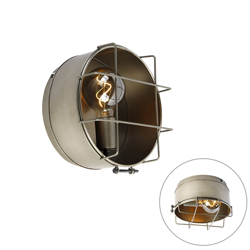 Industriální nástěnné svítidlo šedé 25 cm - Barril