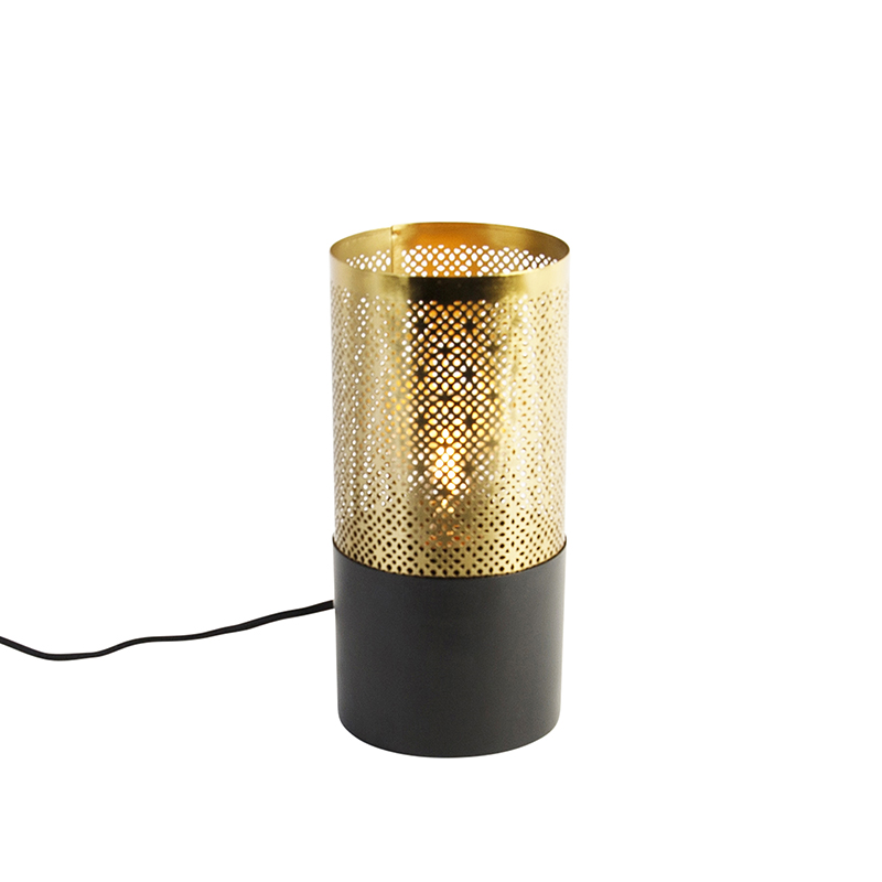 Industriële tafellamp zwart met goud - Raspi