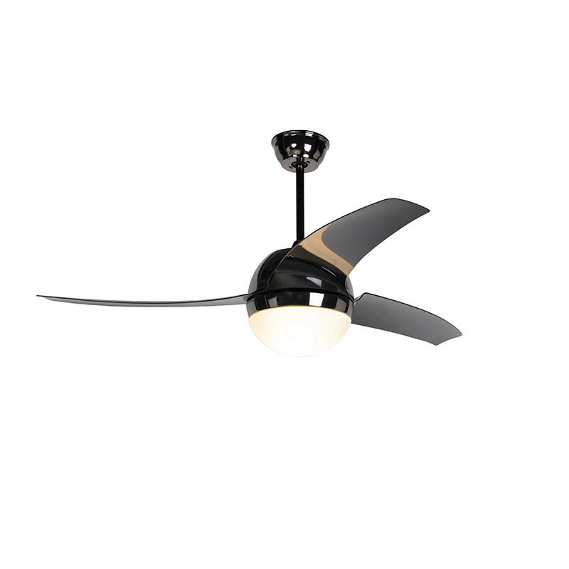 Plafondventilator zwart-chrome met afstandsbediening - Bora 52